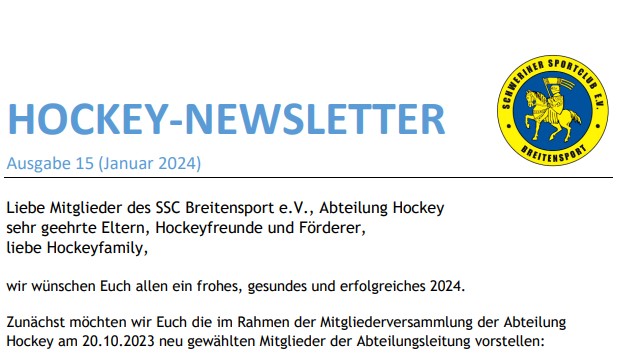 15.Newsletter Abteilung Hockey